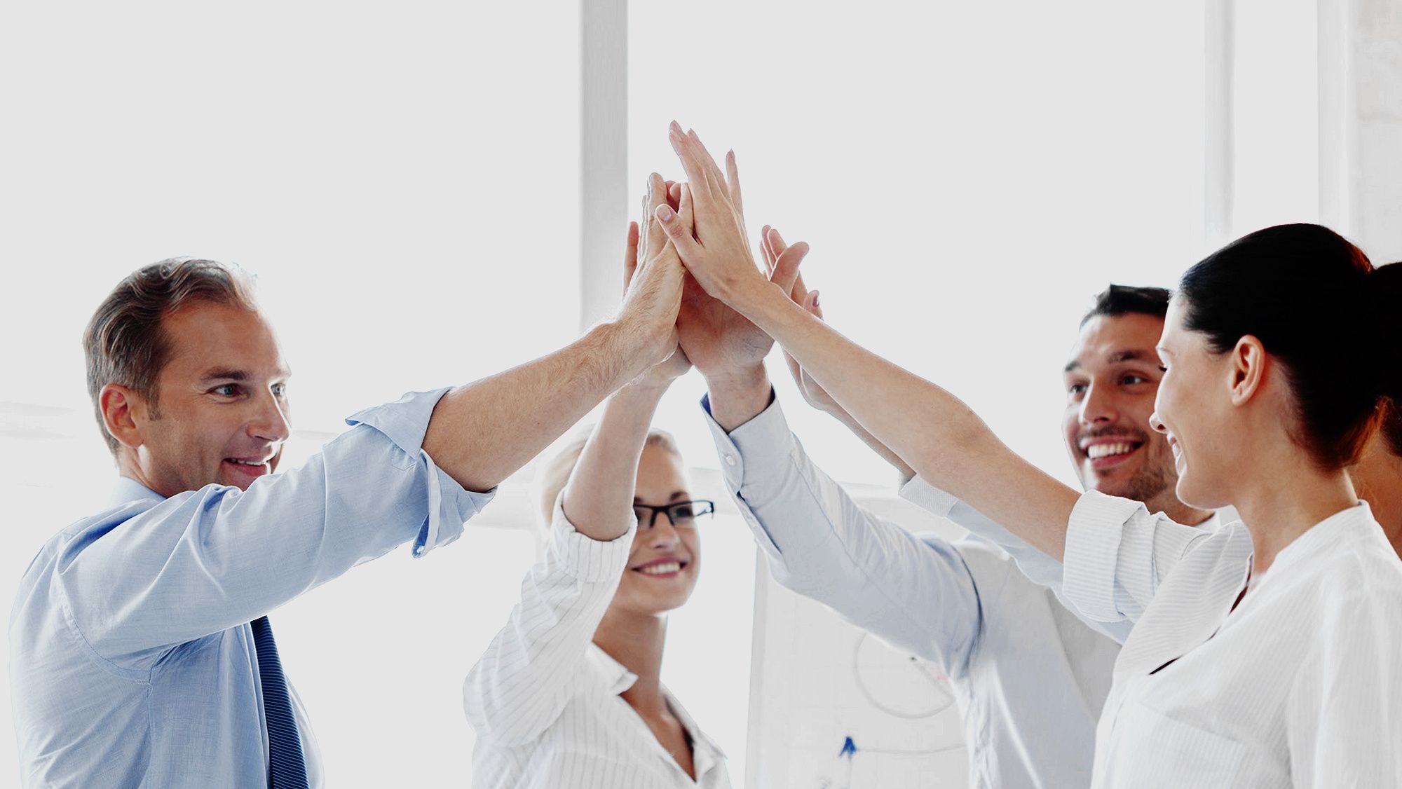 A team high-fiving