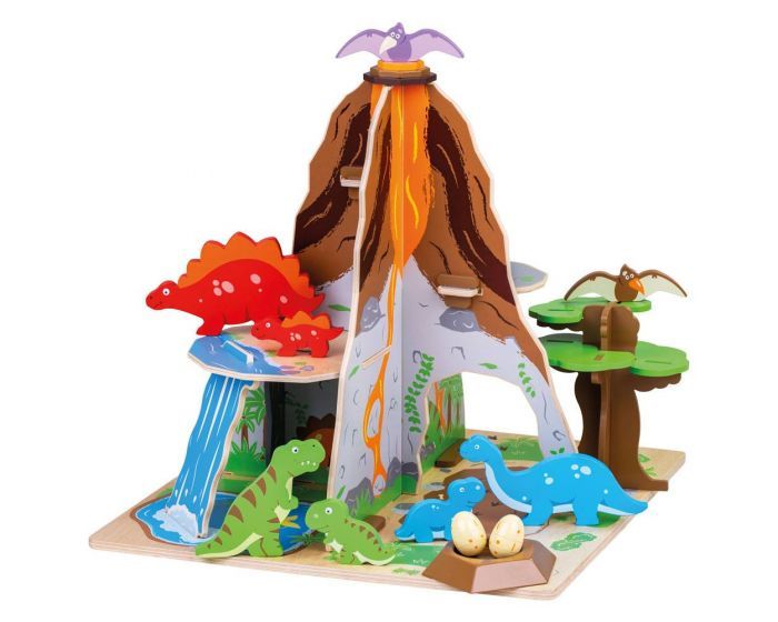 Toy dinosaurs on an island