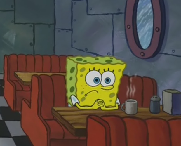 Spongebob Squarepants waiting anxiously
