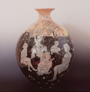 Photograph: Difficult Background, (earthenware vase by) Grayson Perry, 2001
