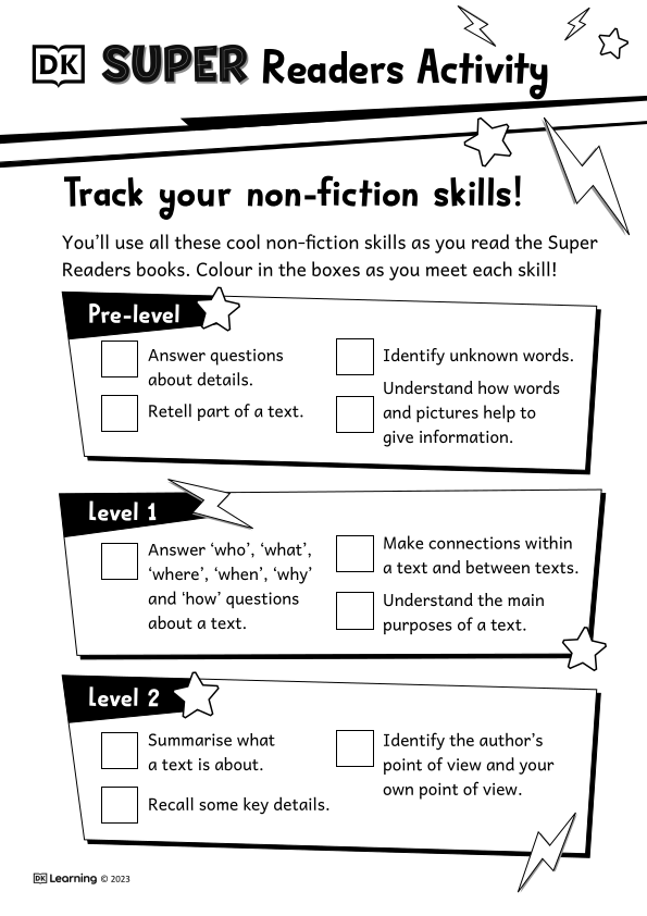 Track Your Non-fiction Skills Activity Sheet