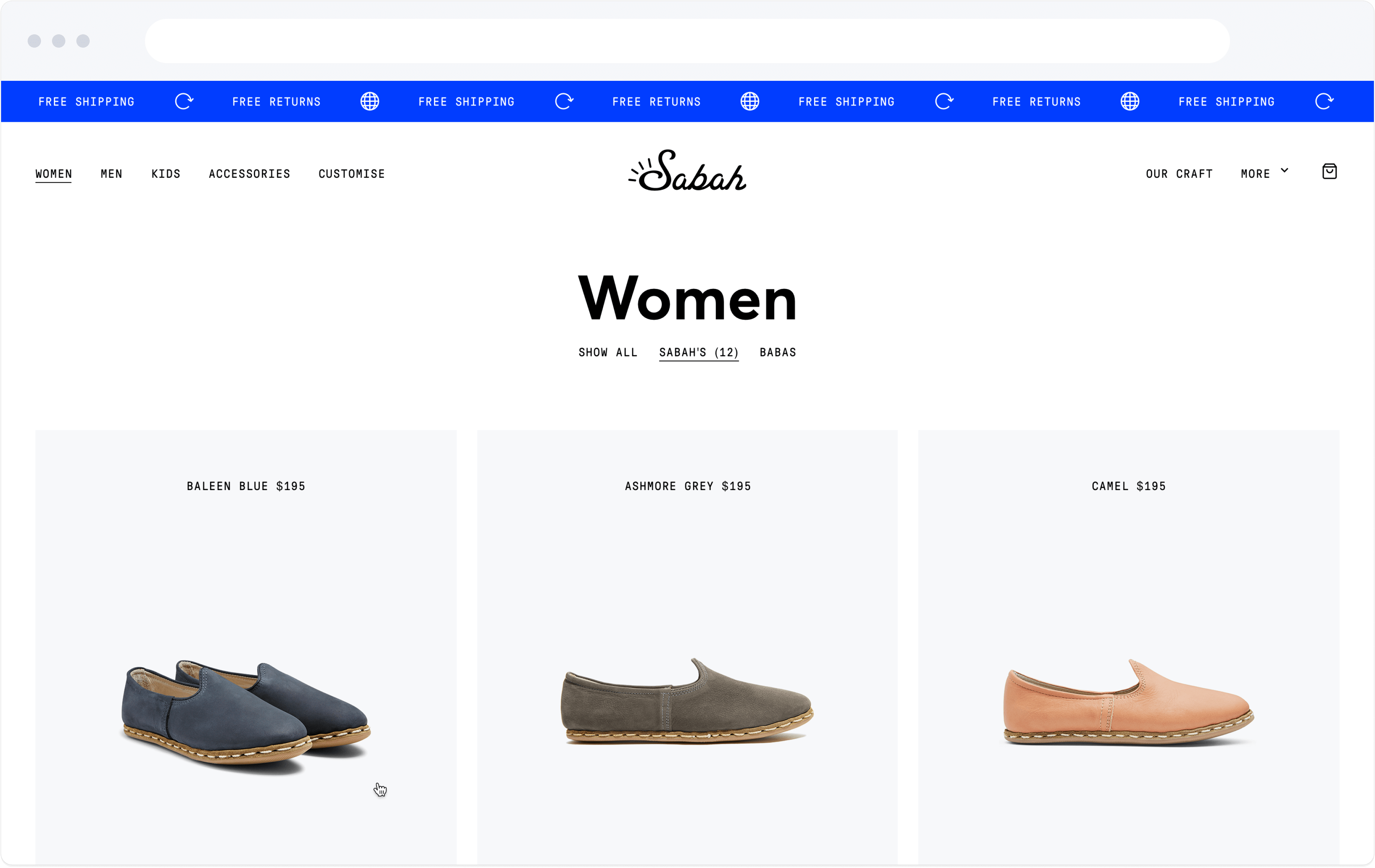 Product listing design for the Sabah e-commerce