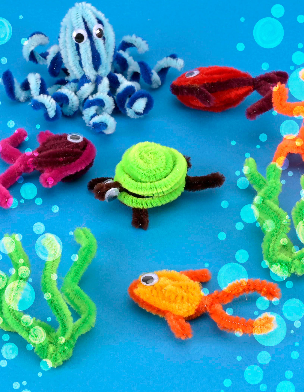 DIY: Animales marinos con limpiapipas: Peces, tortuga y coral