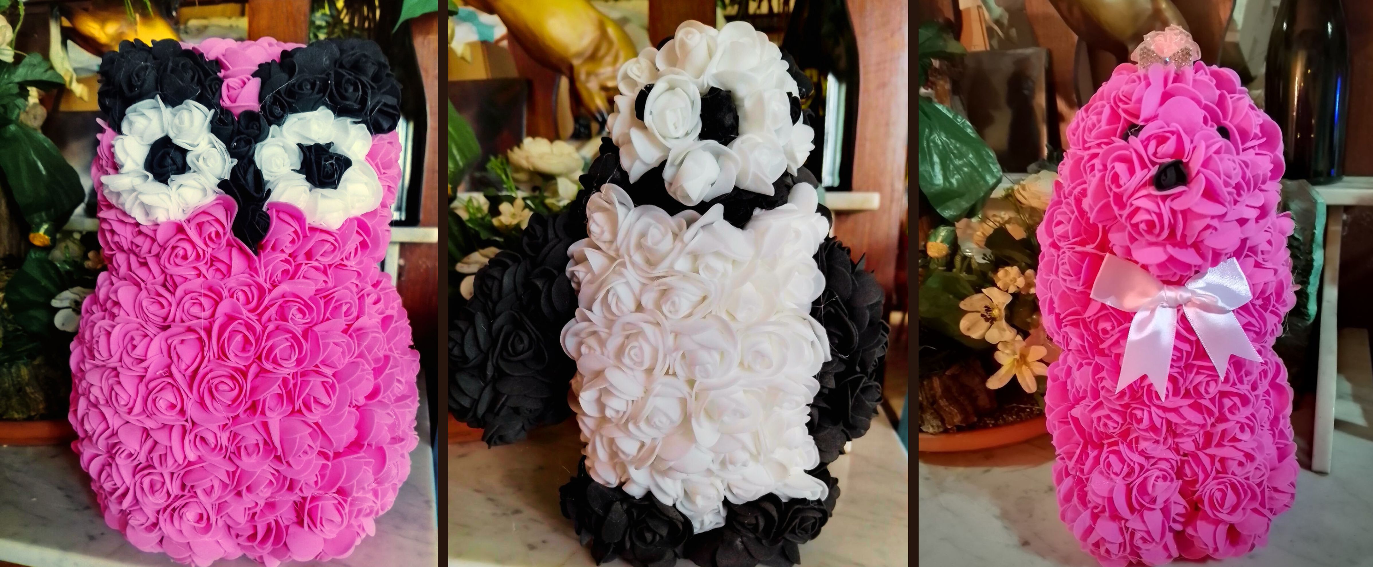 Figurine en petites roses en mousse romantique