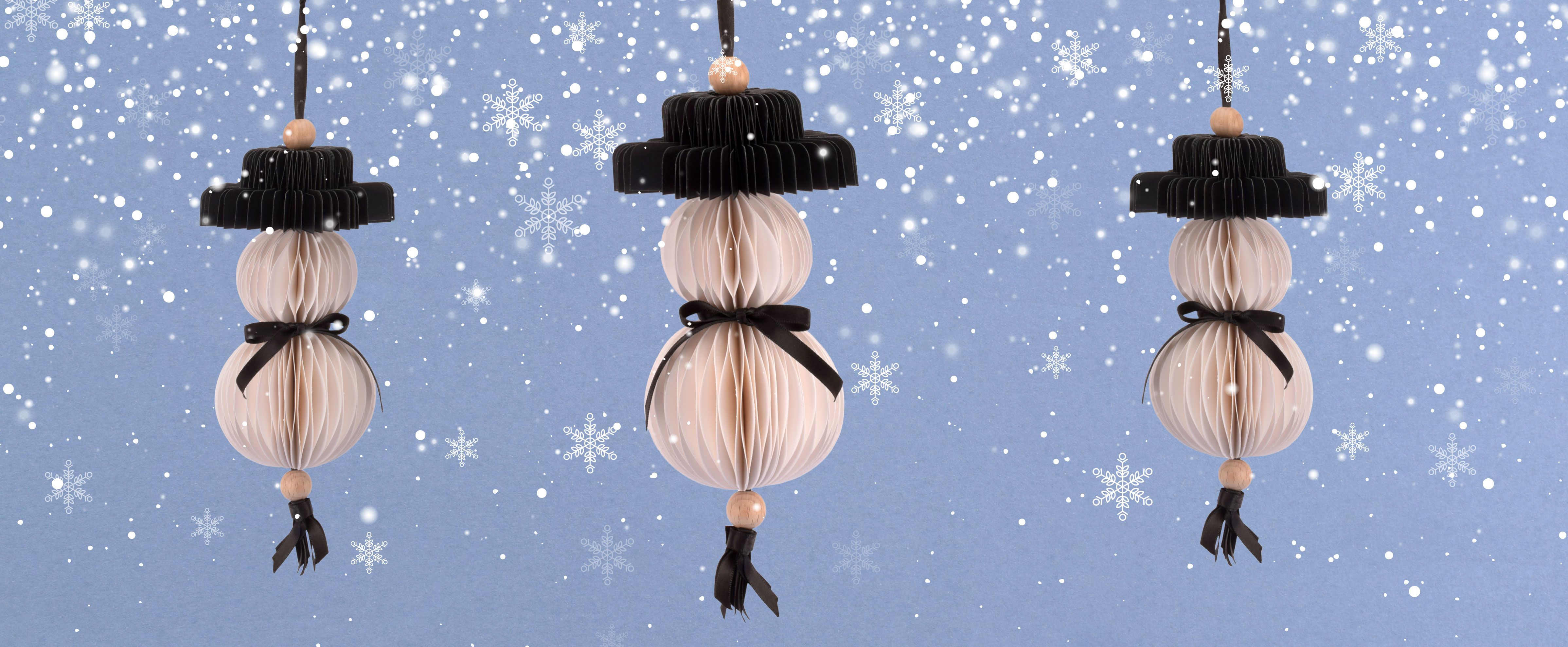 Bonhomme de neige en papier 3D avec structure honeycomb comme décoration d’hiver