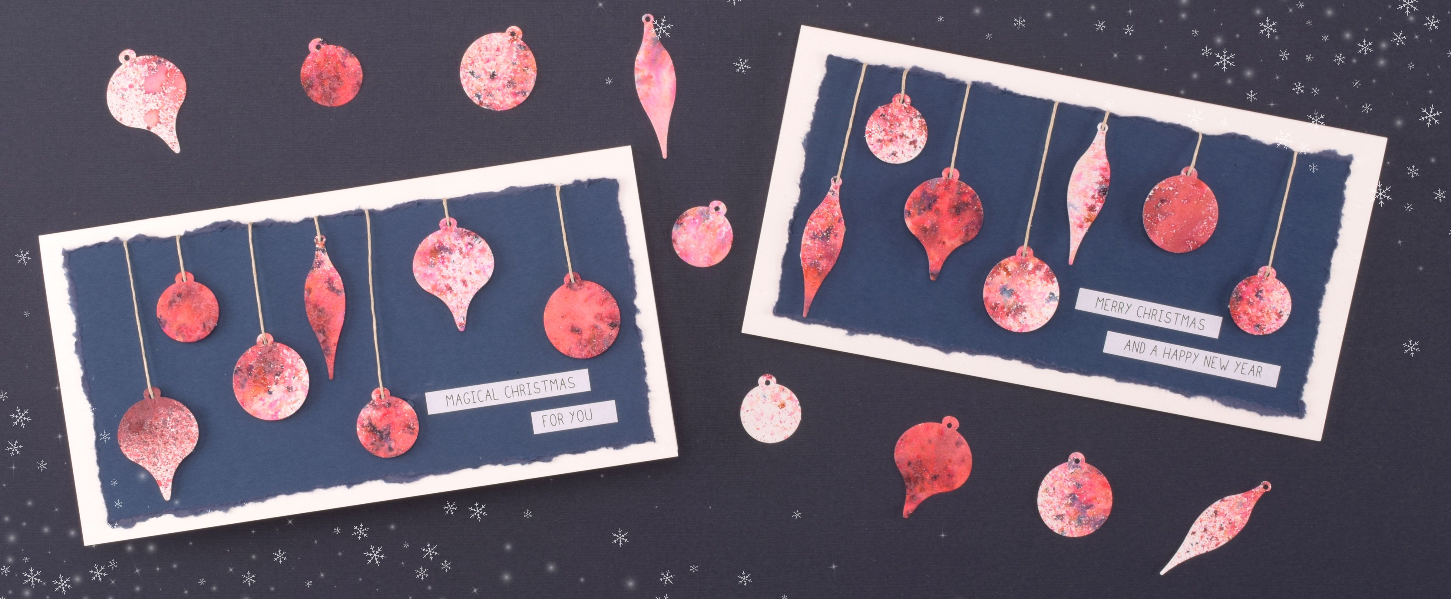Making a Christmas card with shimmer powder — shiny DIY card craft with metallic and pastel watercolour effects.