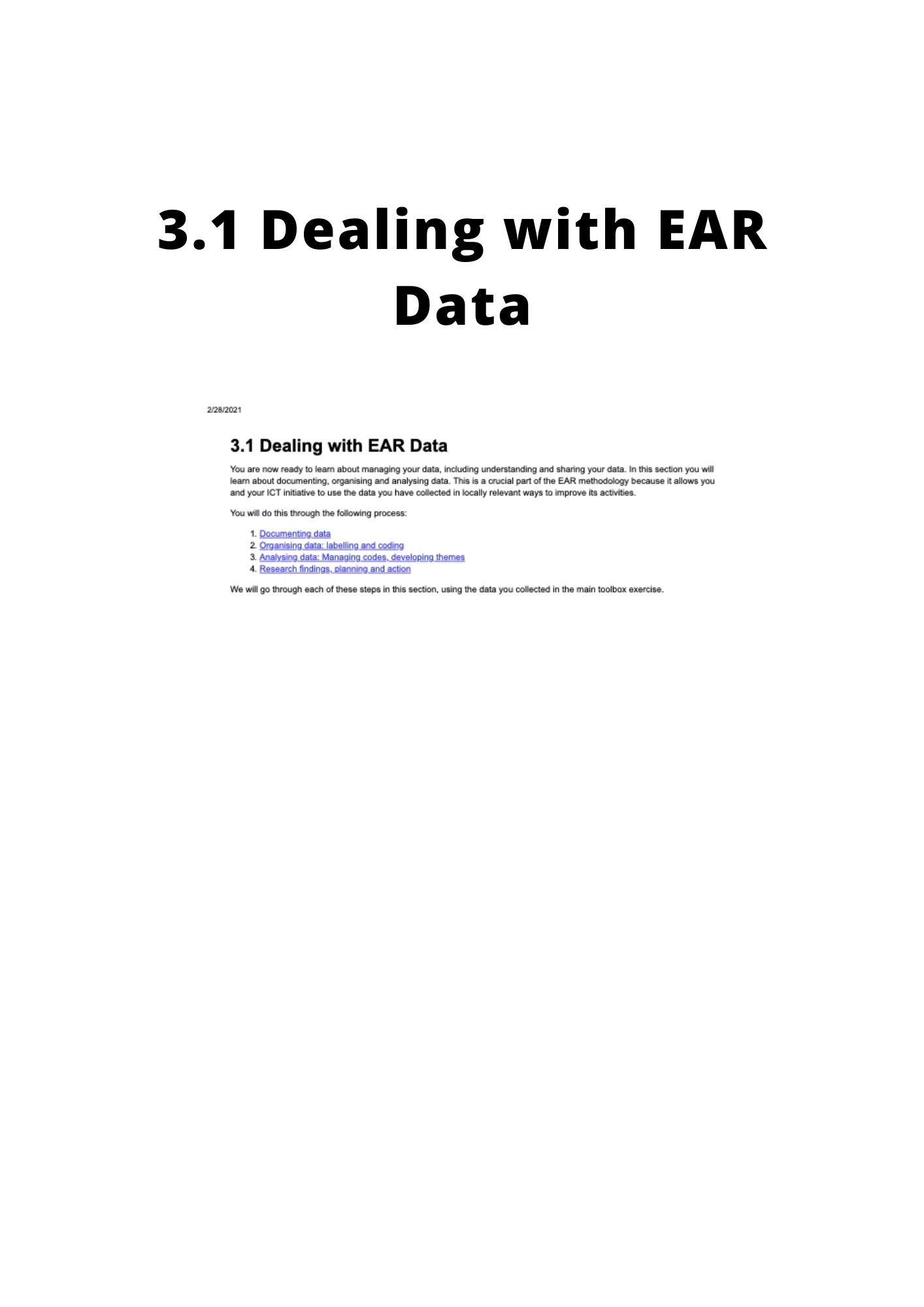 3.1 DEALING WITH EAR DATA - IASC MHPSS M&E FRAMEWORK MOV Toolkit - The ...