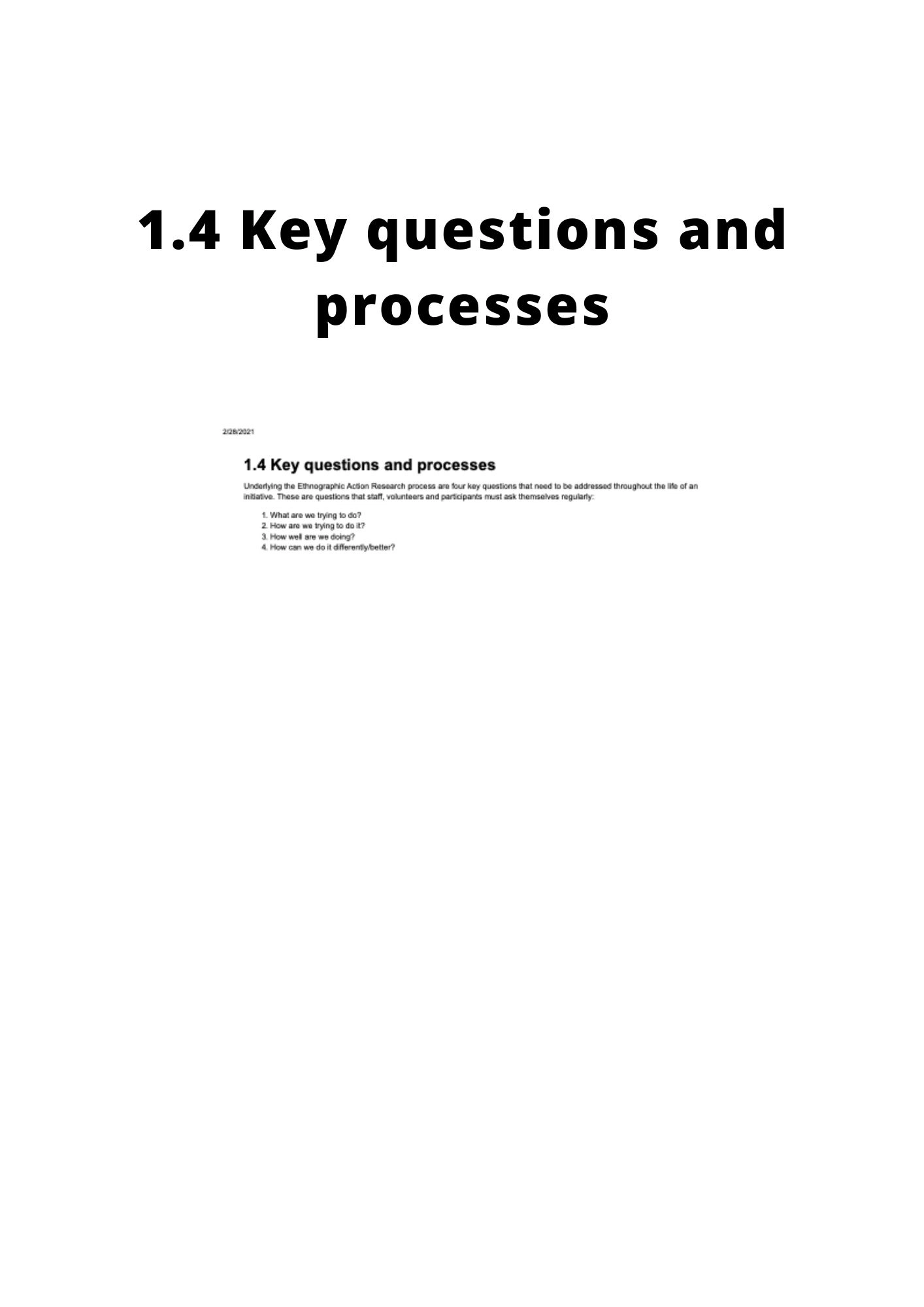 1.4 KEY QUESTIONS AND PROCESSES - IASC MHPSS M&E FRAMEWORK MOV Toolkit ...