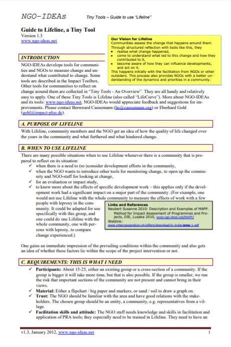 GUIDE TO LIFELINE, A TINY TOOL - IASC MHPSS M&E FRAMEWORK MOV Toolkit ...