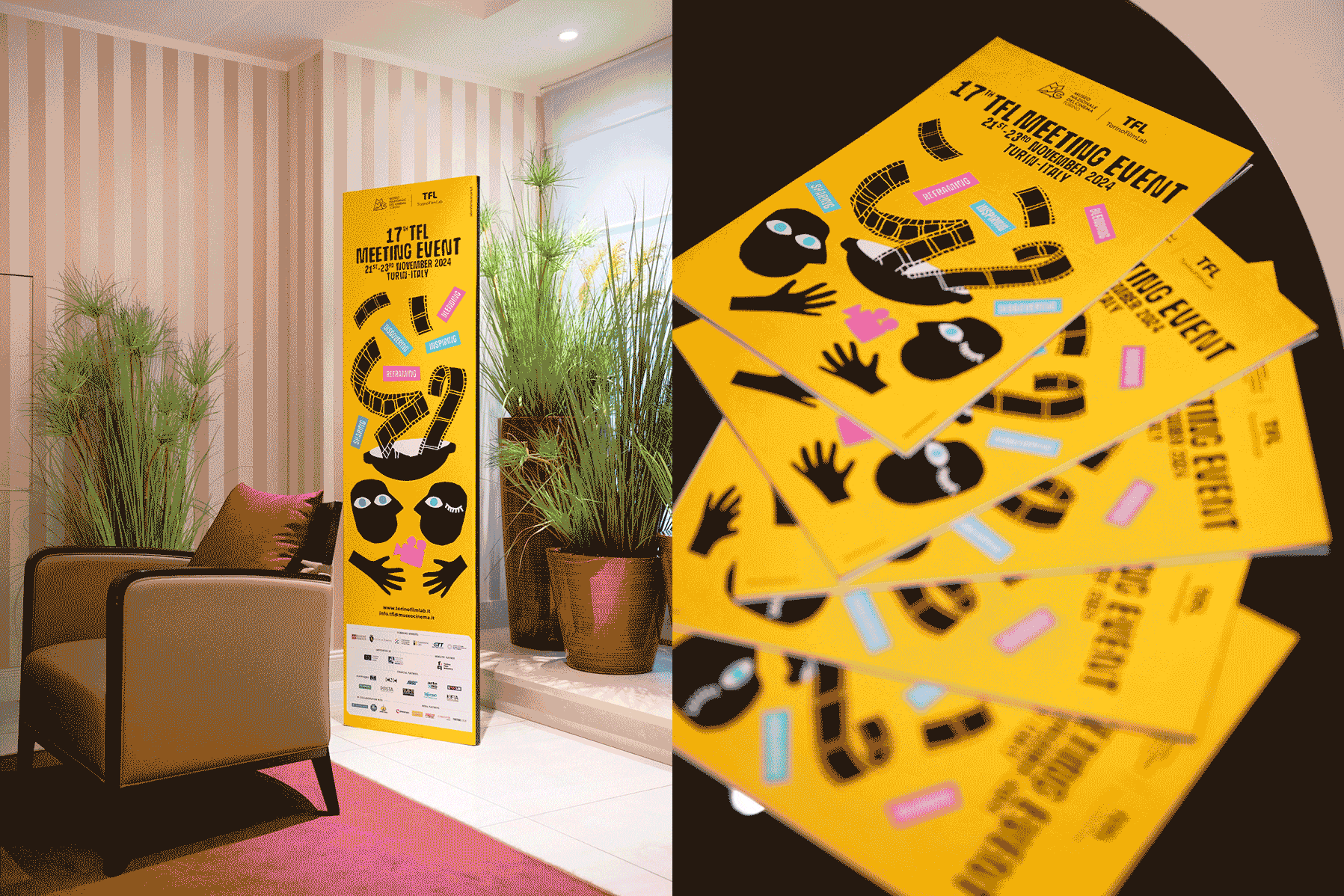 TorinoFilmLab, grafiche a stampa e in allestimento per il TFL Meeting Event 2024