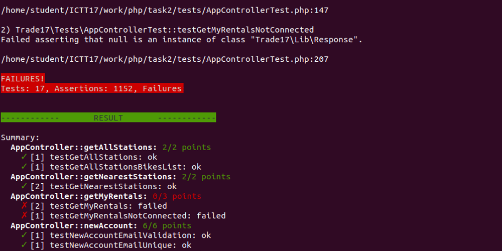 Automated testing in a competition environment