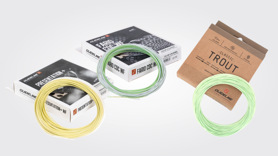 Verschiedene Fliegenschnüre und Vorfächer in unterschiedlichen Farben und Stärken für das Fliegenfischen.png