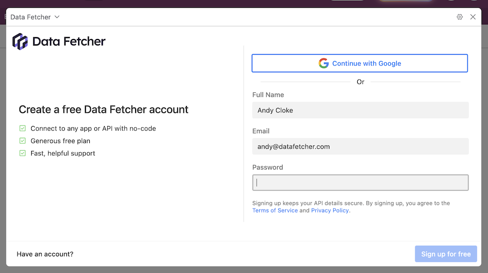Data Fetcher extension sign up.png