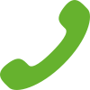 Grünes Telefonhörersymbol auf transparentem Hintergrund, mit dem Hörer nach rechts oben ausgerichtet.