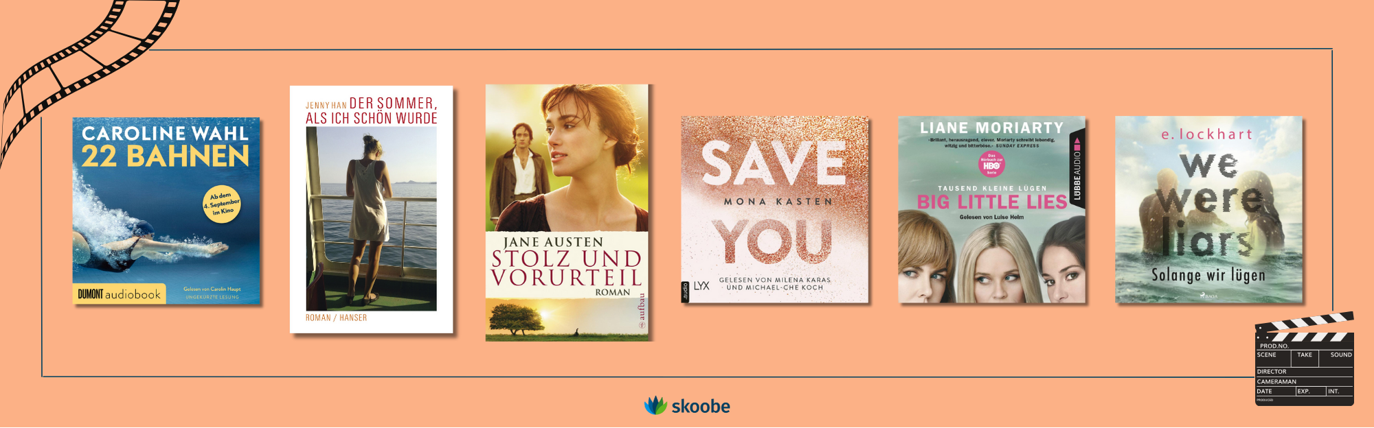 Zu sehen sind 6 Buch Cover. Neben 22 Bahnen, auch die der im folgenden aufgezählter Werke