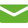 Grünes Briefumschlag-Symbol mit schwarzem Umriss, das üblicherweise für E-Mail- oder Messaging-Dienste verwendet wird.