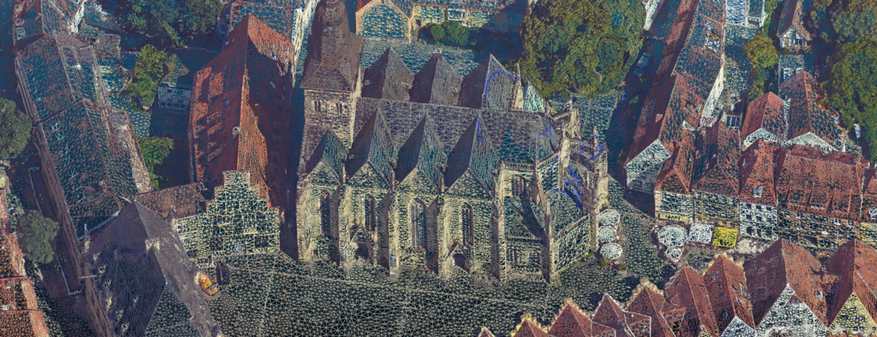 Illustrierte Stadt als 3D-Modell.