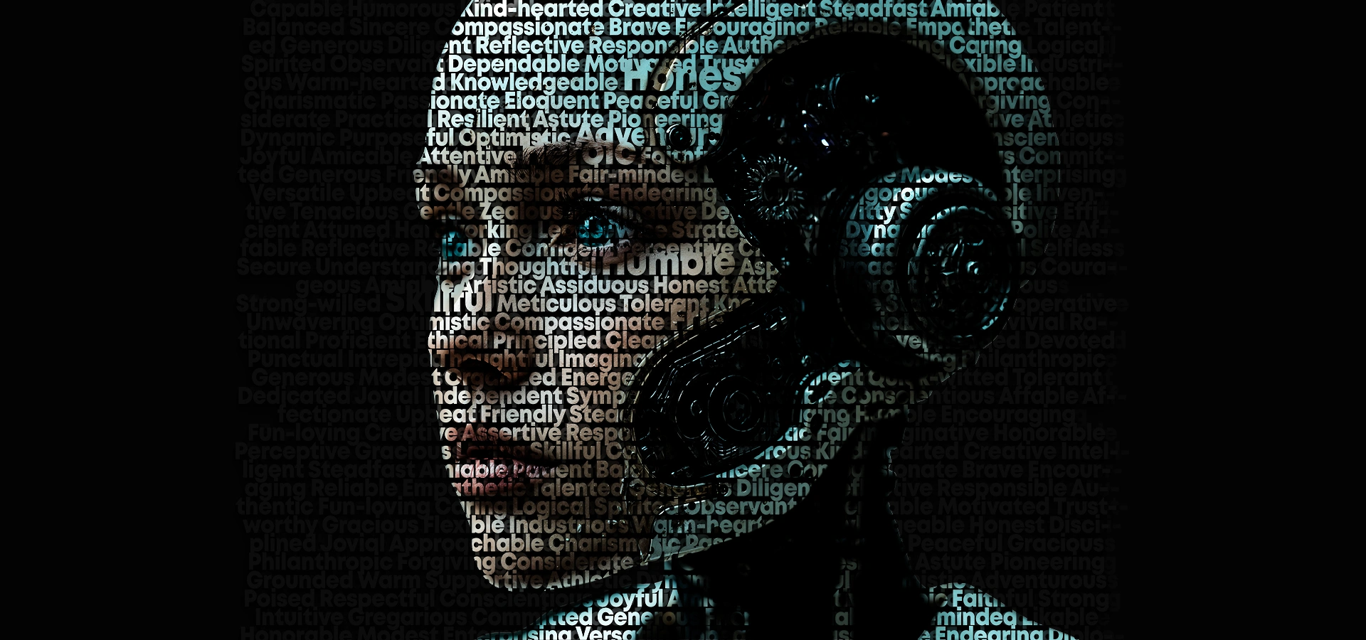Female robot head with typo