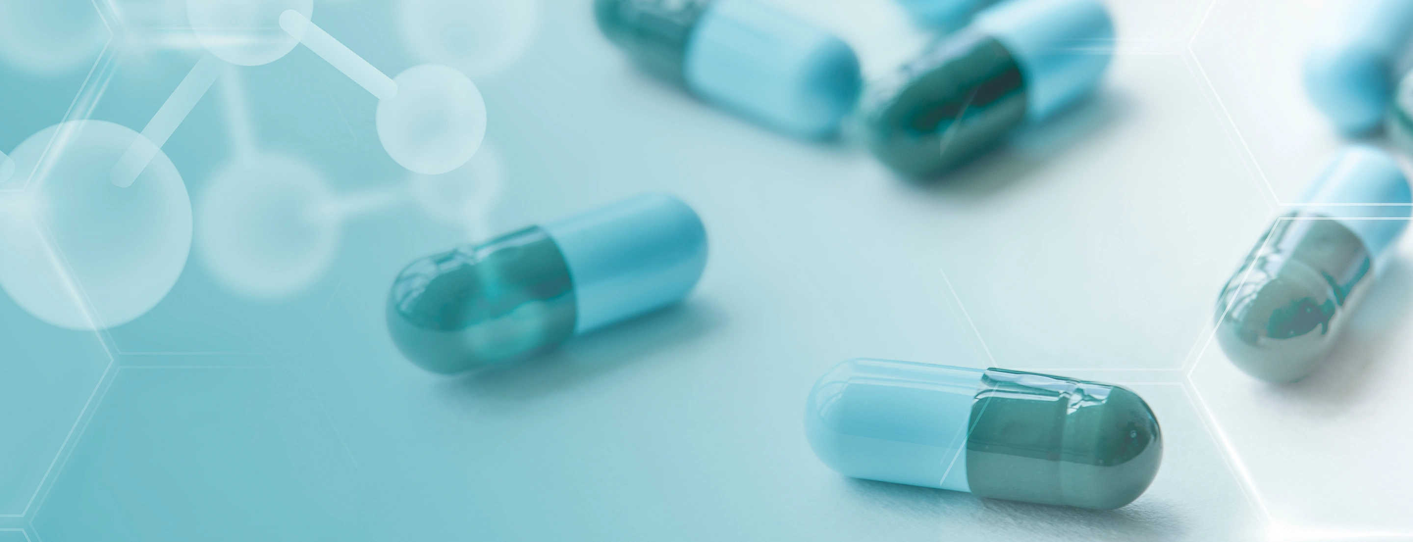 Tabletten Kapseln auf neutralem Hintergrund, mit illustrierten Zusammensetzungen