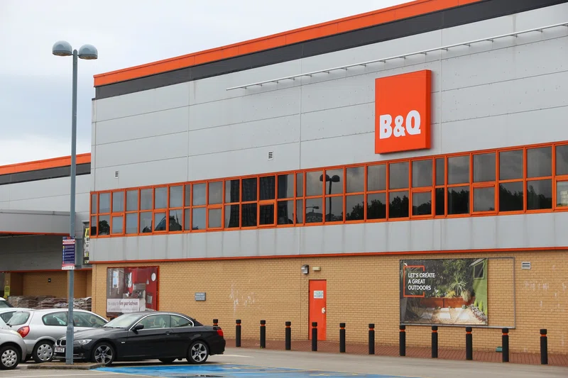 B&Q logo on side of warehouse