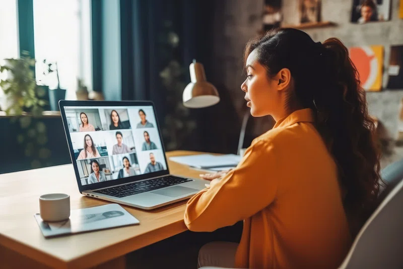 Women in virtual meeting