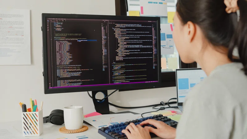 Person working on computer screen