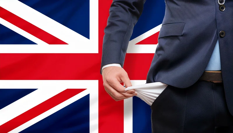 Man in suit with empty pocket