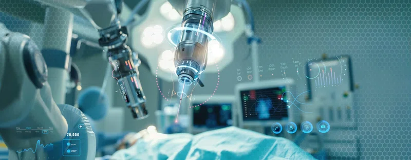 Illustration: Robotics and AI performing surgery