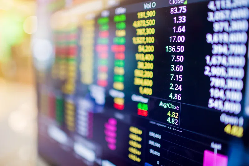Srceen showing stock market prices