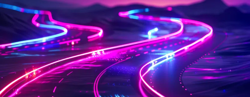Illustration: neon highway into the distance