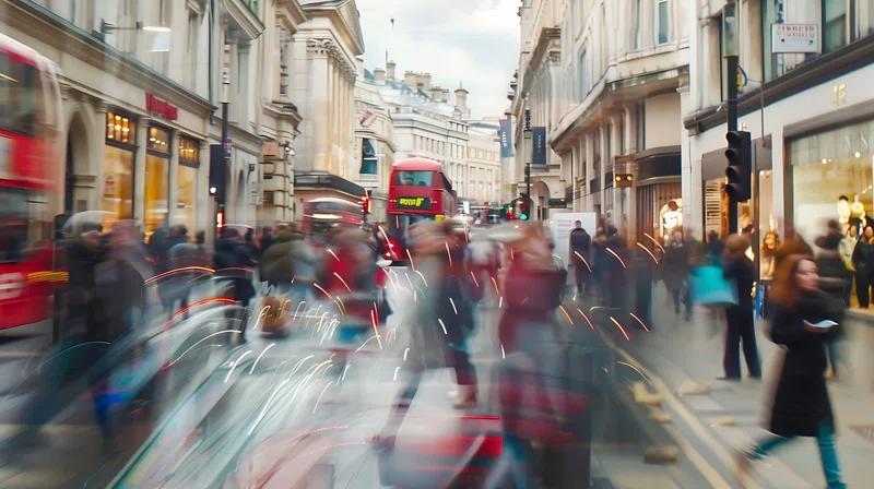 Shoppers on busy London street
