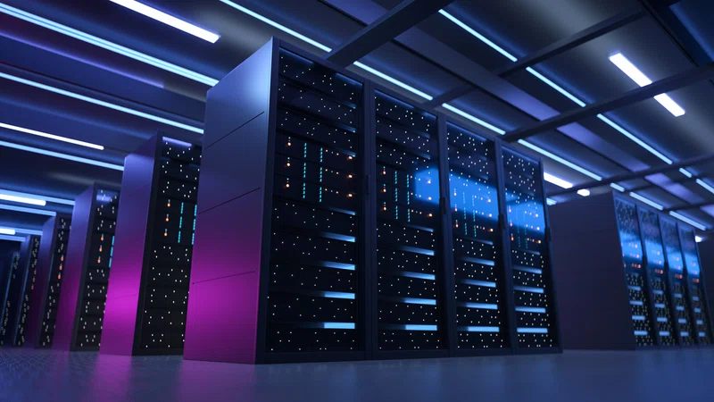 Datacentre rows of server racks
