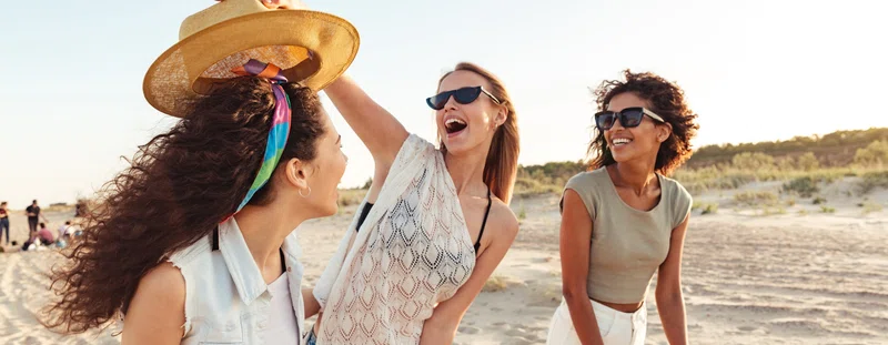 Ladies walking on the beach
