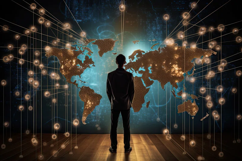 Person with global investment opportunities ahead