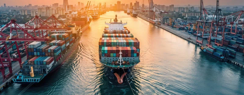 Shipping containers on a large ship