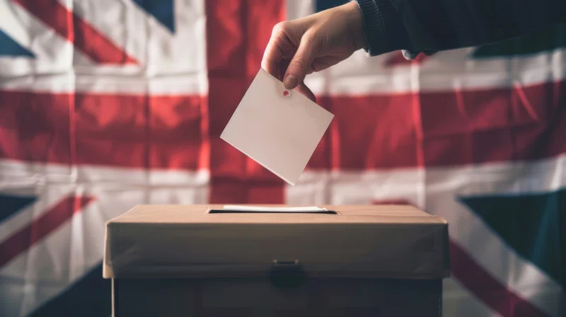 Voter puts election selection in box