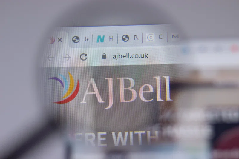 Cloe up of AJ Bell website with logo