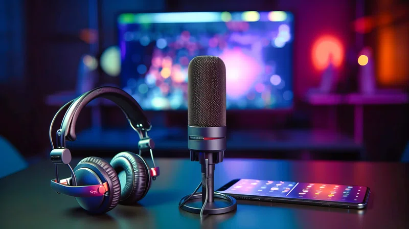 Headphones and a microphone