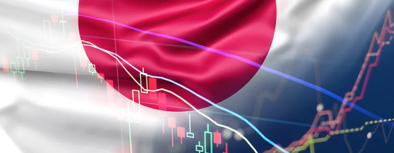 Illustration: Japanese flag, charts and data