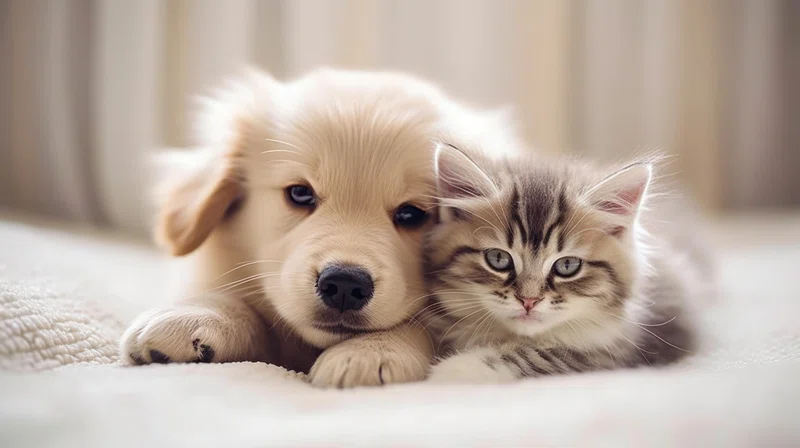 Puppy and kitten