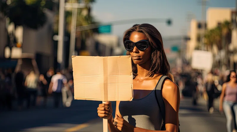 US actress on strike in Hollywood