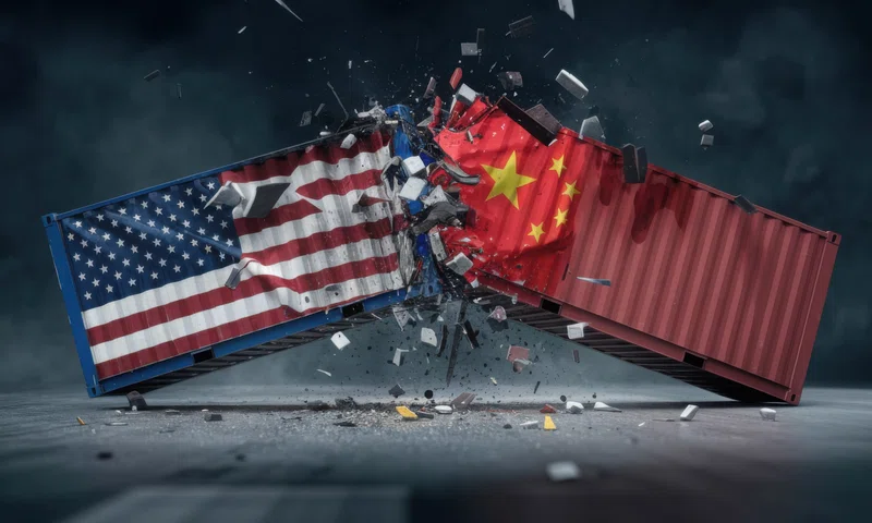 US and Chinese shipping containers collide