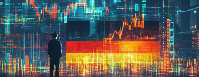 Illustration: Germany flag, charts and data