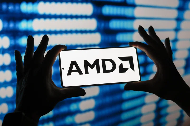 AMD logo against chip