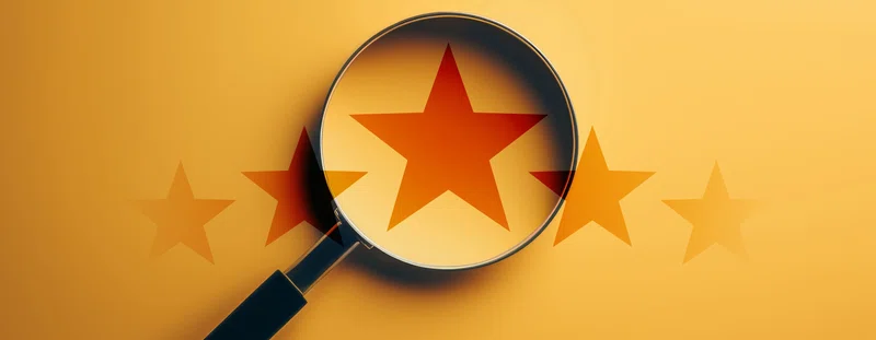 Illustration: magnifying glass and stars