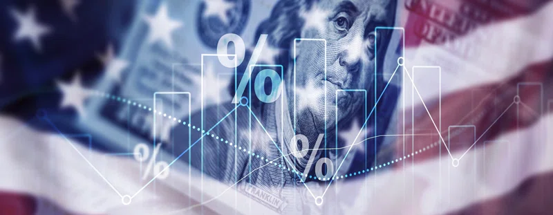 USA flag and chart