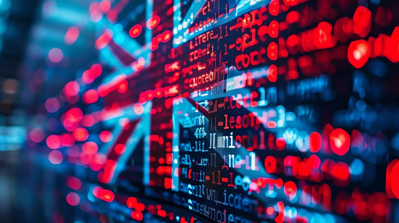 British flag with stock market tickers