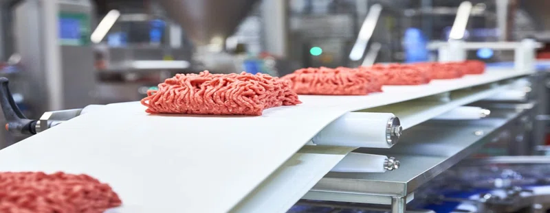 Meat in a factory