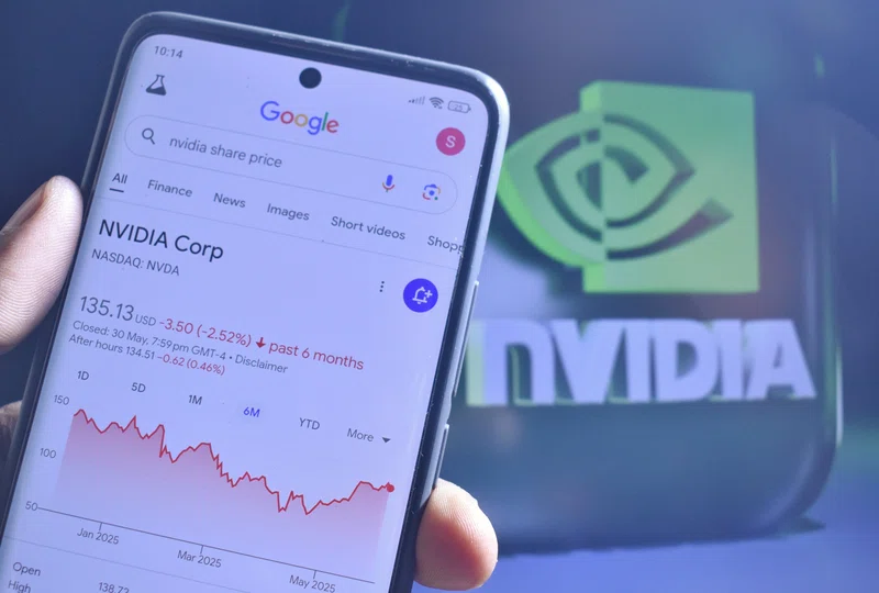Nvidia stock chart on phone