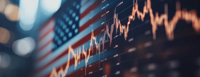 American flag with dollar chart behind